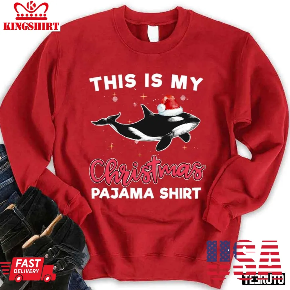 Orca Whale Christmas Pajama Santa Orca Lover Sweatshirt Unisex Tshirt