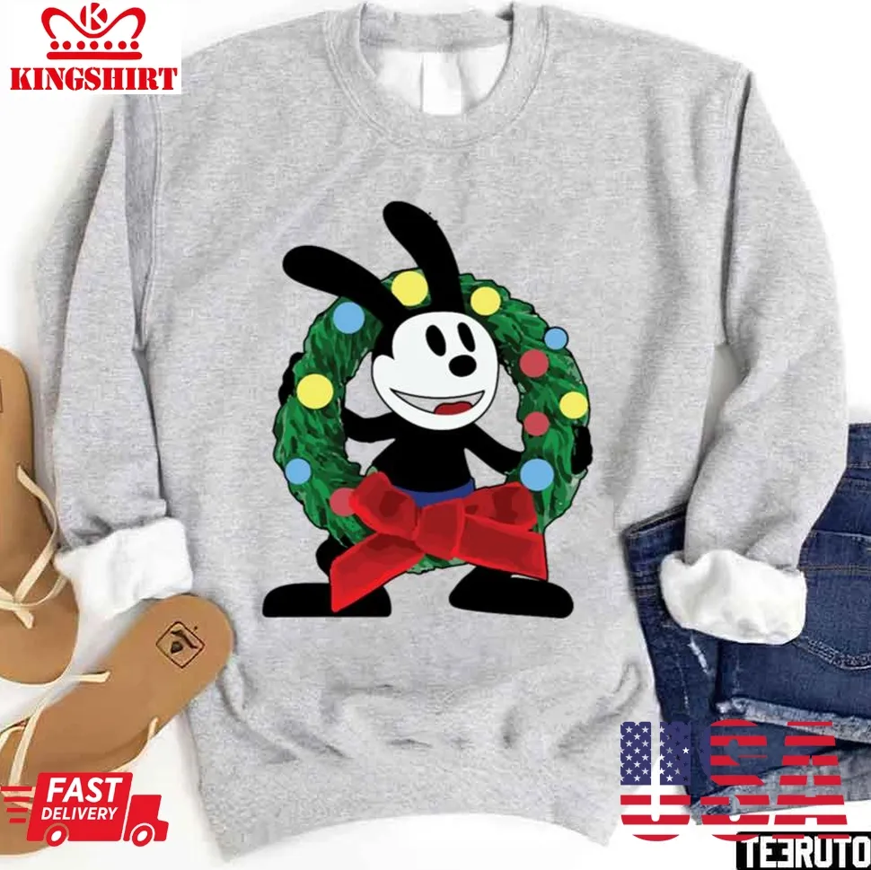 Oswald Wreath Christmas Sweatshirt Plus Size