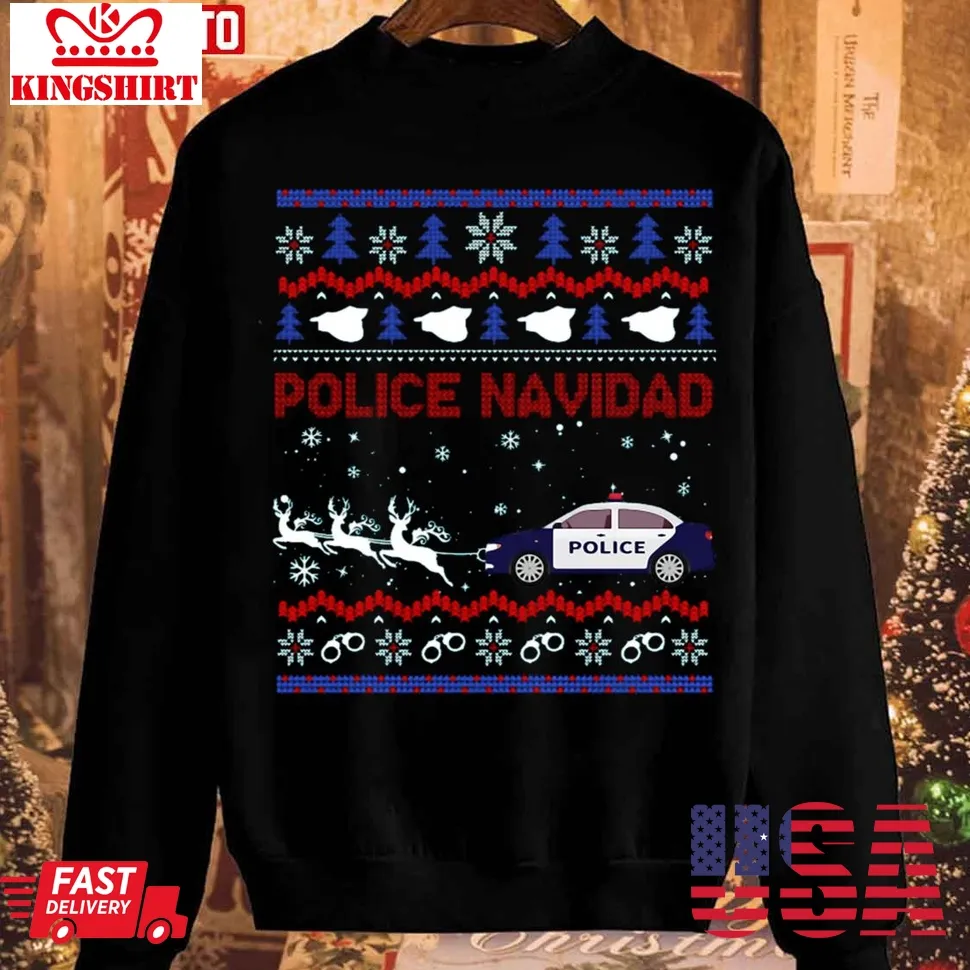 Police Navidad Christmas Design Unisex Sweatshirt Size up S to 4XL