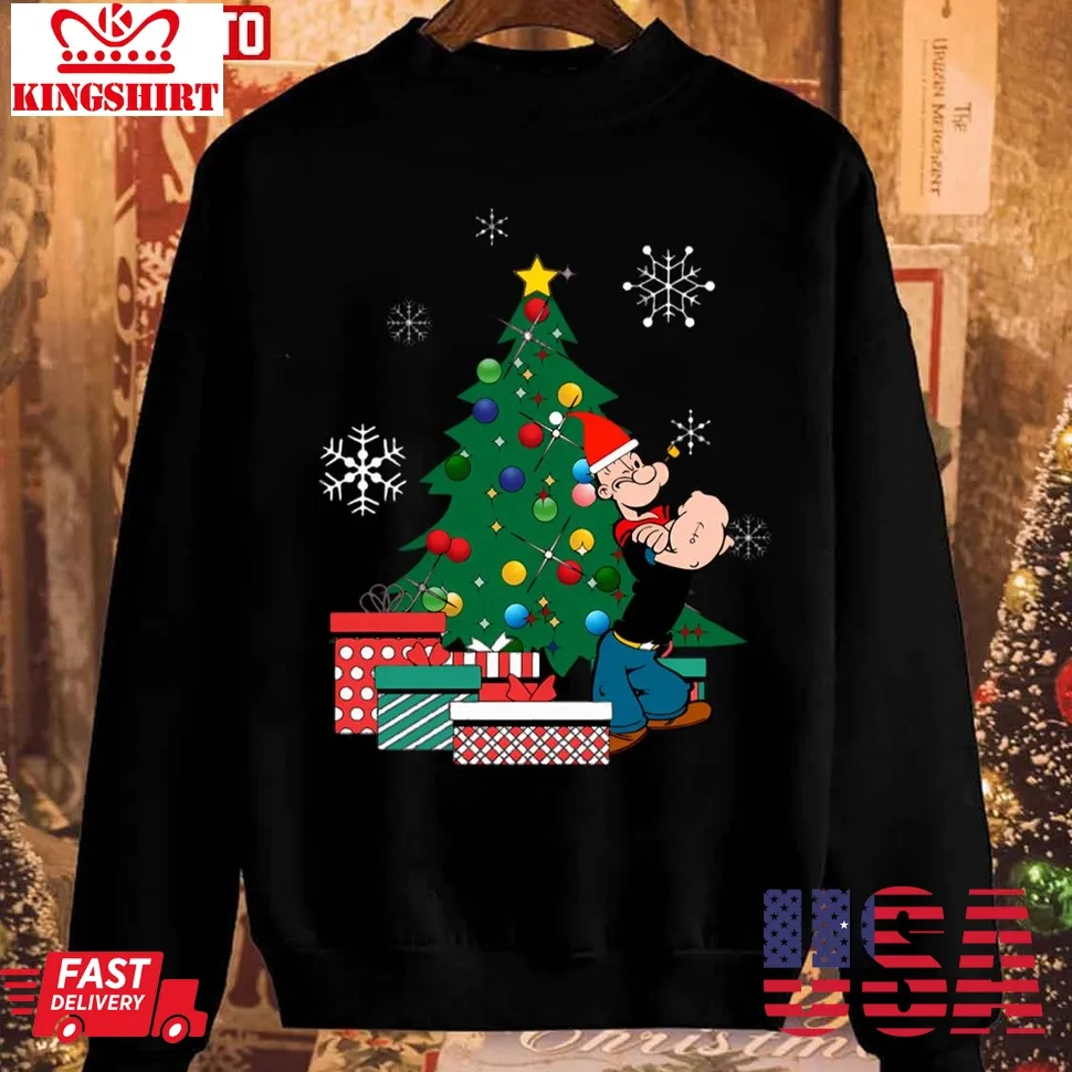 Popeye Around The Christmas Tree 2023 Sweatshirt Size up S to 4XL