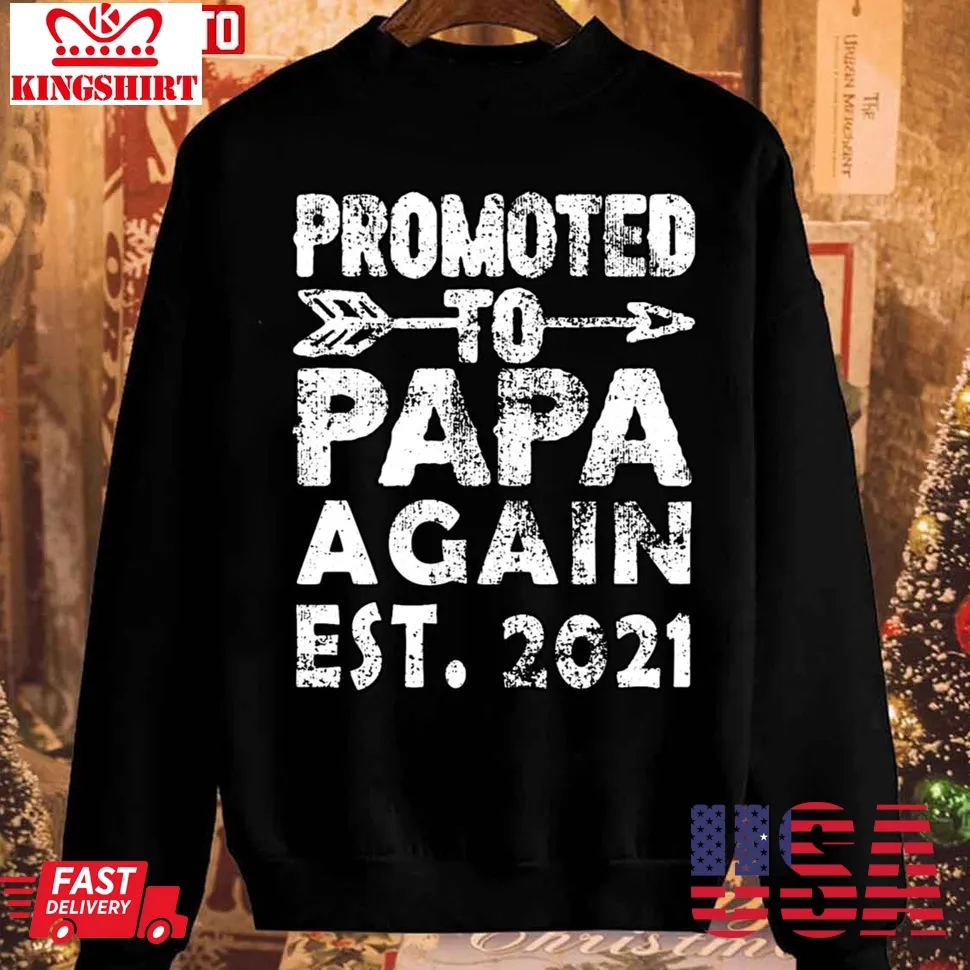Promoted To Papa Again Est 2021 Vintage 2023 Sweatshirt Unisex Tshirt