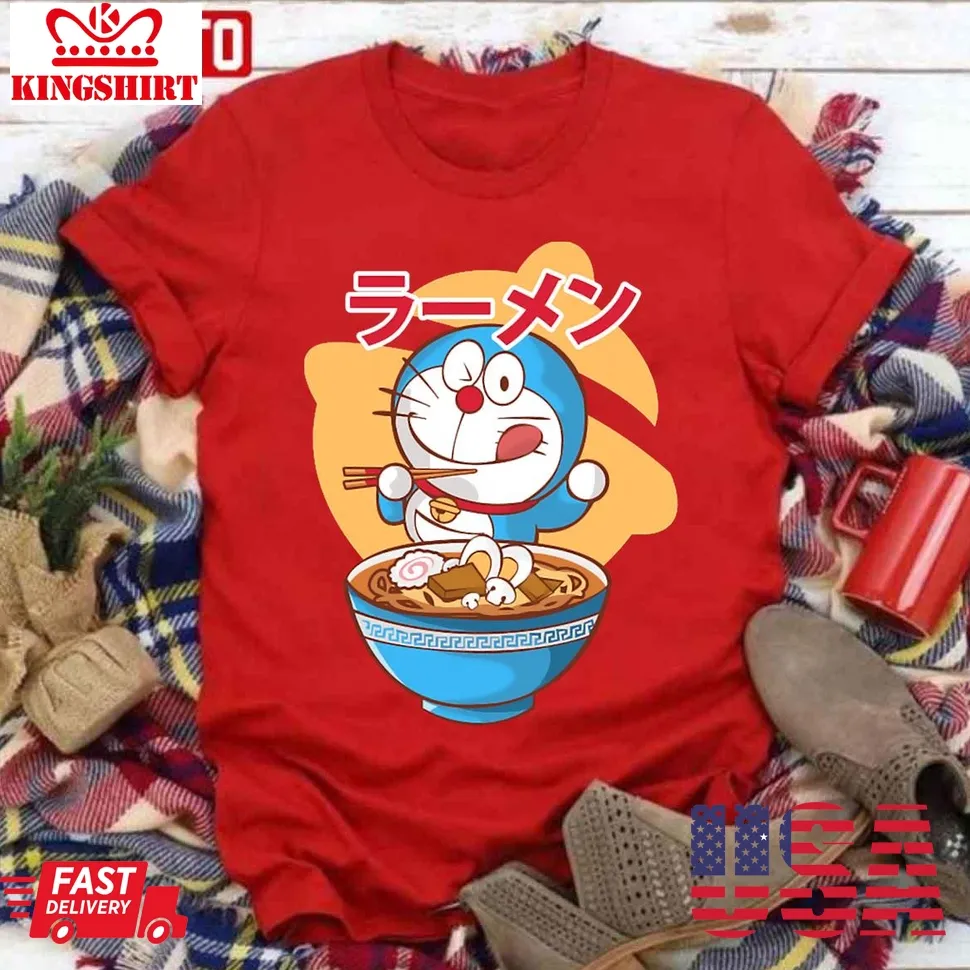 Ramen Food Anime Doraemon Unisex T Shirt Size up S to 4XL
