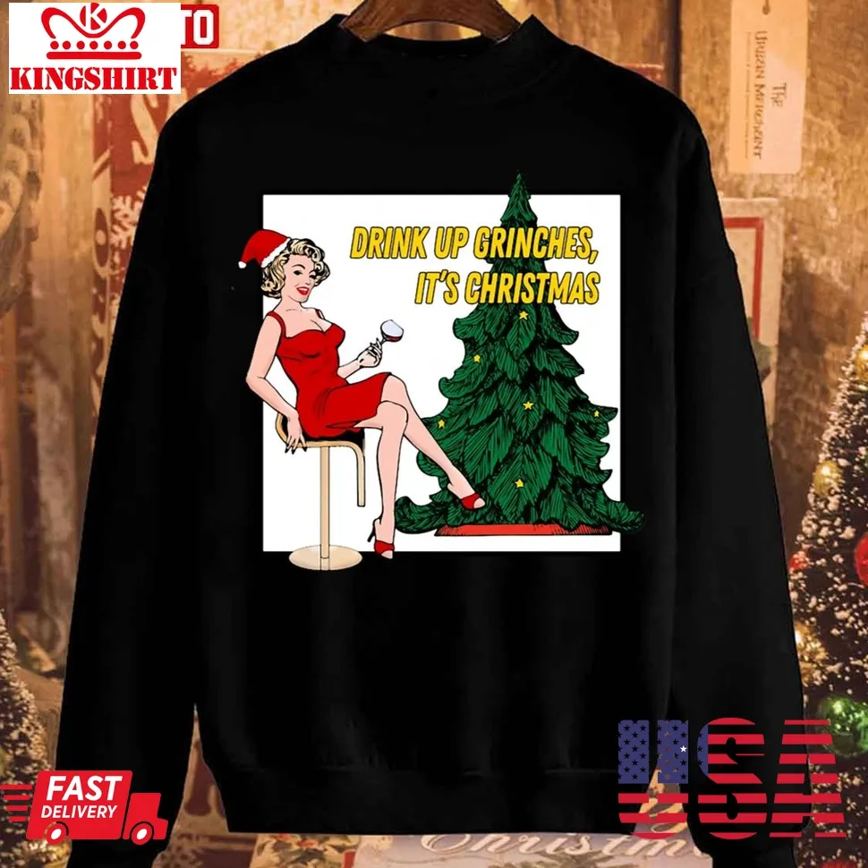 Retro Christmas Drink Up Grinches Unisex Sweatshirt Plus Size