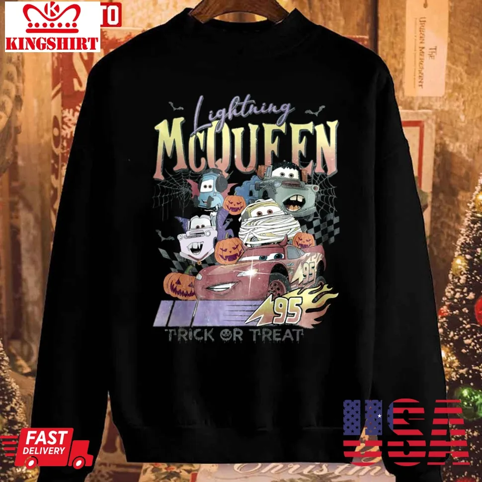 Retro Lightning Mcqueen Halloween Disneyland Christmas Sweatshirt Size up S to 4XL