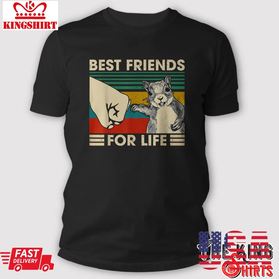 Retro Vintage Squirrel Best Friend For Life Fist Bump T Shirt Size up S to 4XL