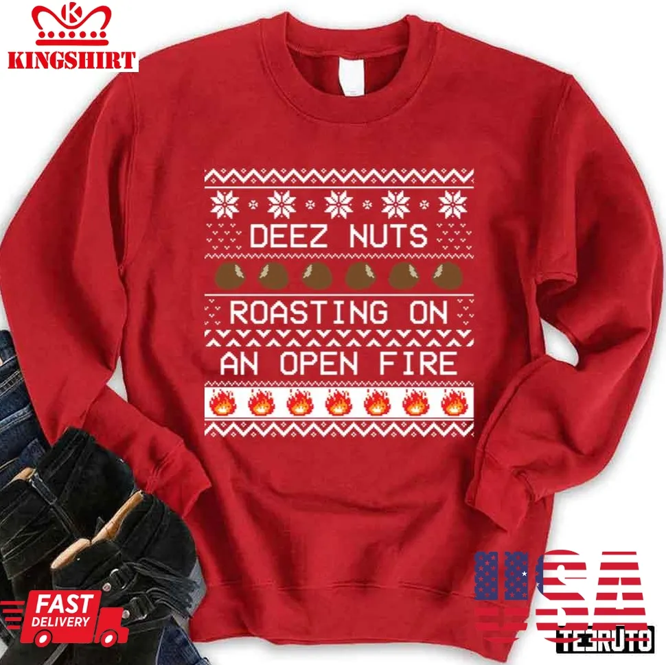 Roasting Deez Nuts 2023 Christmas Sweatshirt Size up S to 4XL