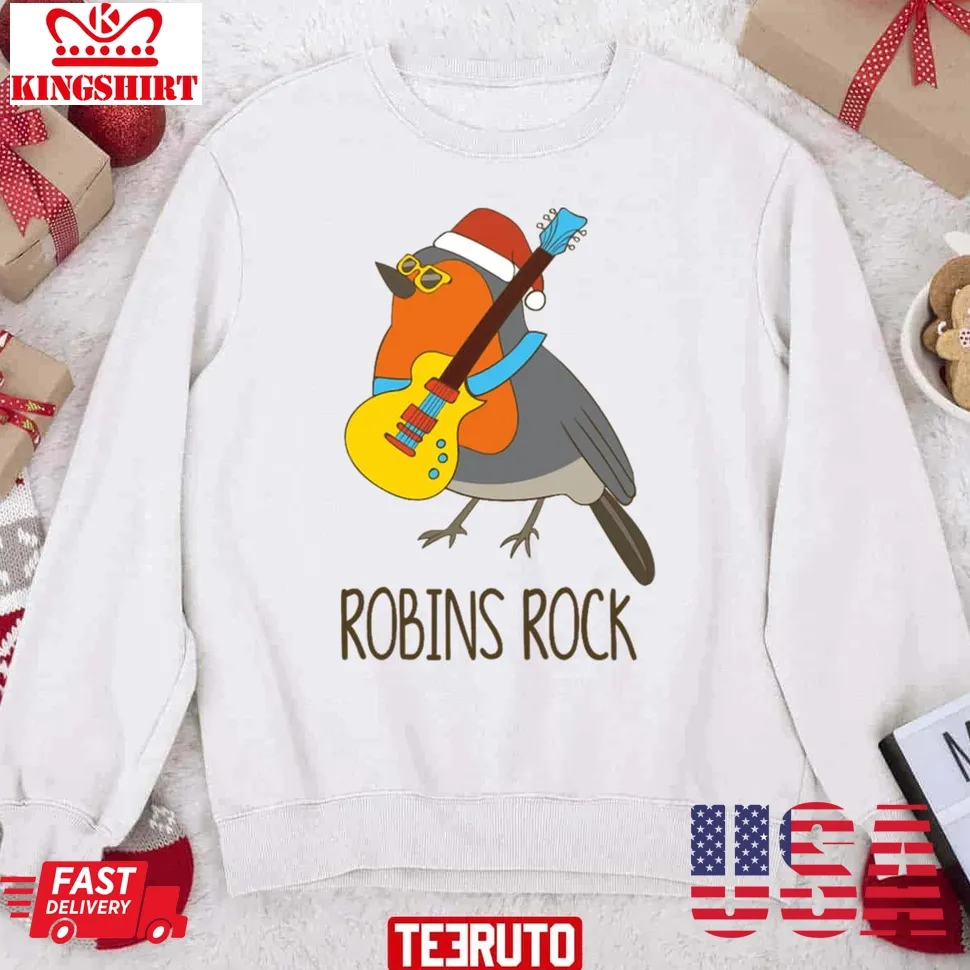 Robins Rock Funny Cute Rocking Bird Robin Christmas Unisex Sweatshirt Plus Size