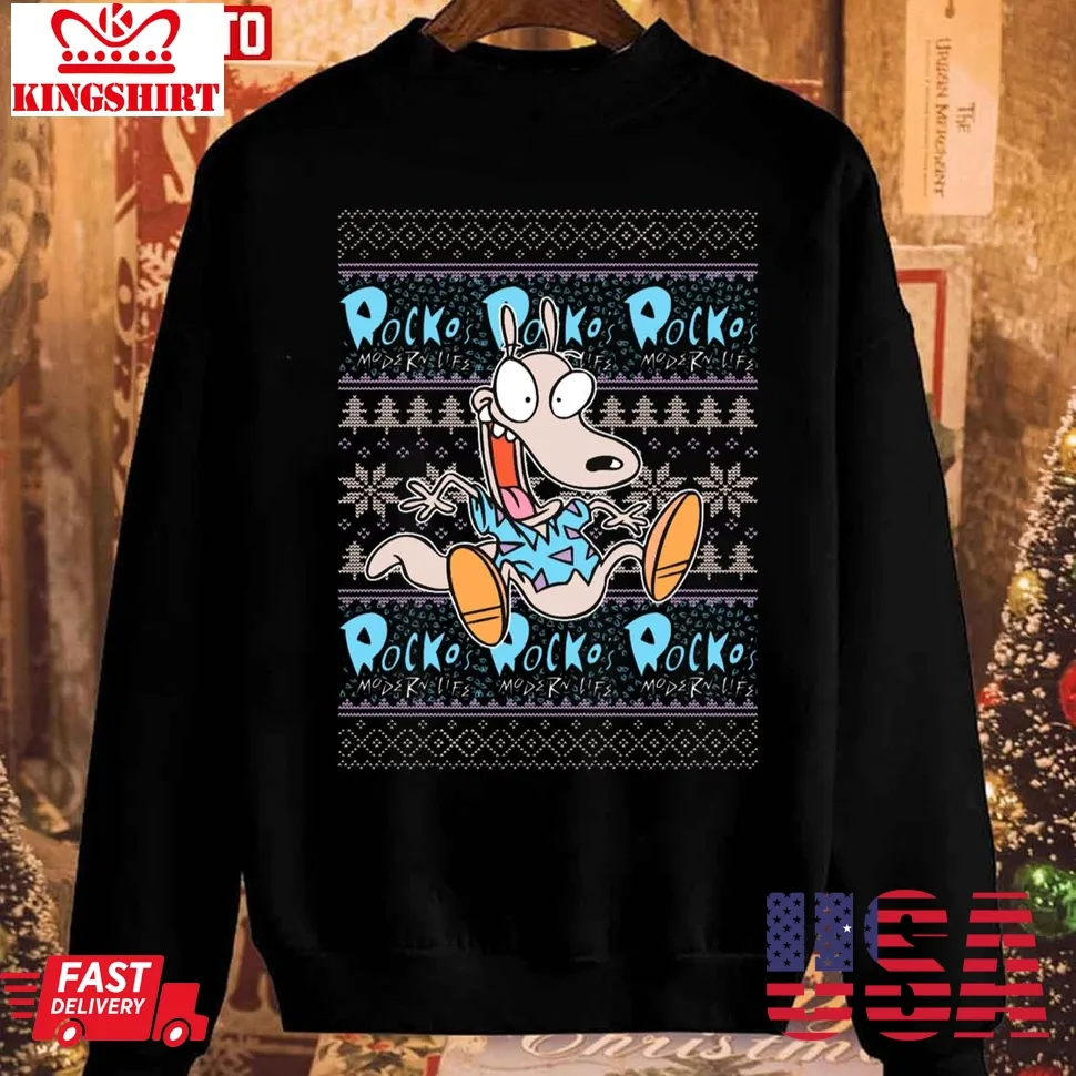 Rocko's Modern Life Christmas Rocko Sweatshirt Size up S to 4XL