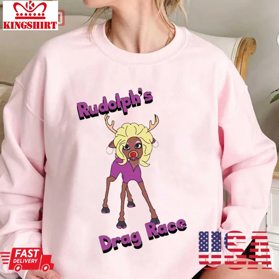 Rudolph's Drag Race Christmas Unisex Sweatshirt Size up S to 4XL