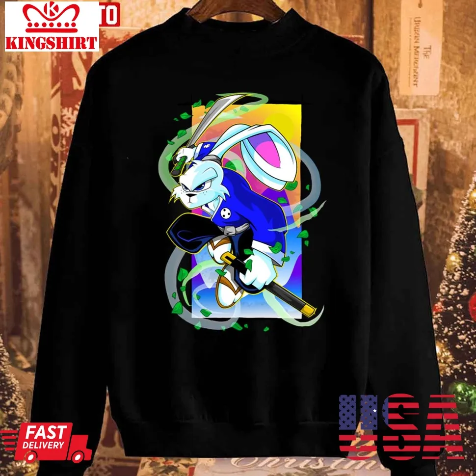 Samurai Rabbit New Design Unisex Sweatshirt Size up S to 4XL