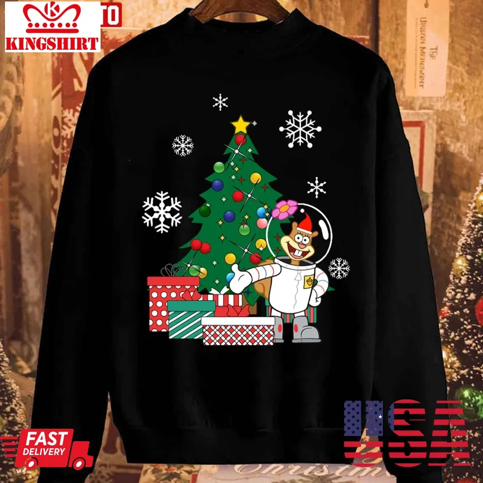 Sandy Cheeks Around The Christmas Tree Spongebob Unisex Sweatshirt Unisex Tshirt