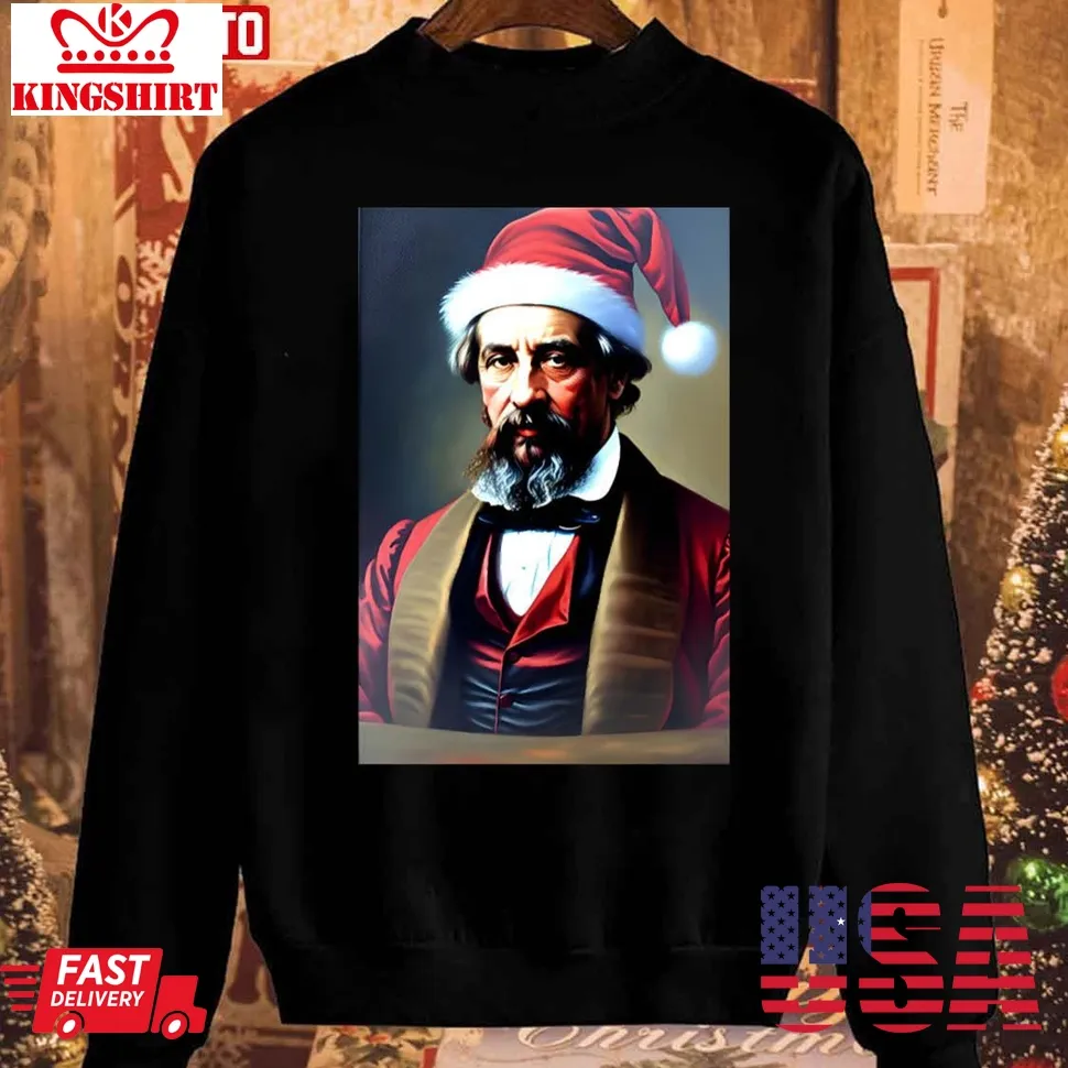 Santa Charles Dickens Celebrity Christmas Unisex Sweatshirt Unisex Tshirt