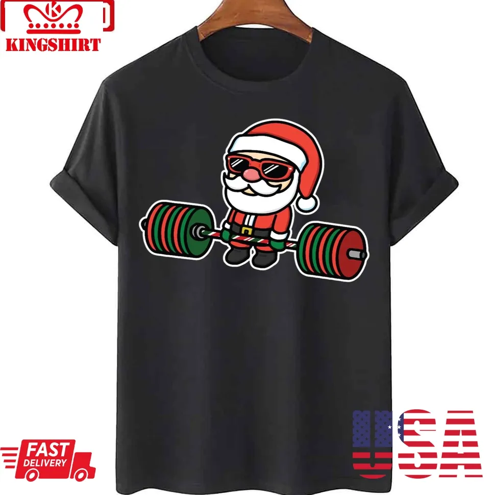Santa Deadlift Gym Xmas Unisex T Shirt Size up S to 4XL