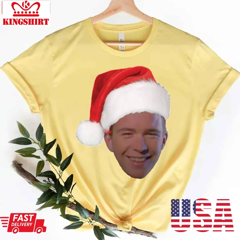Santa Rick Astley Christmas Unisex T Shirt Plus Size
