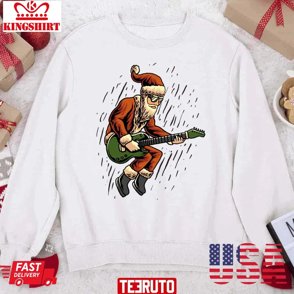 Santa Rock And Roll Sweatshirt Size up S to 4XL