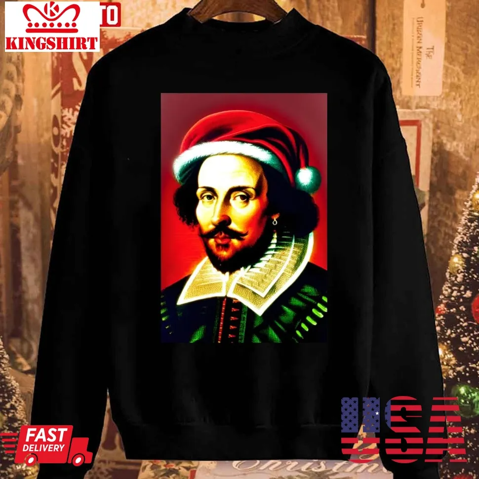 Santa Shakespeare Celebrity Christmas Unisex Sweatshirt Plus Size