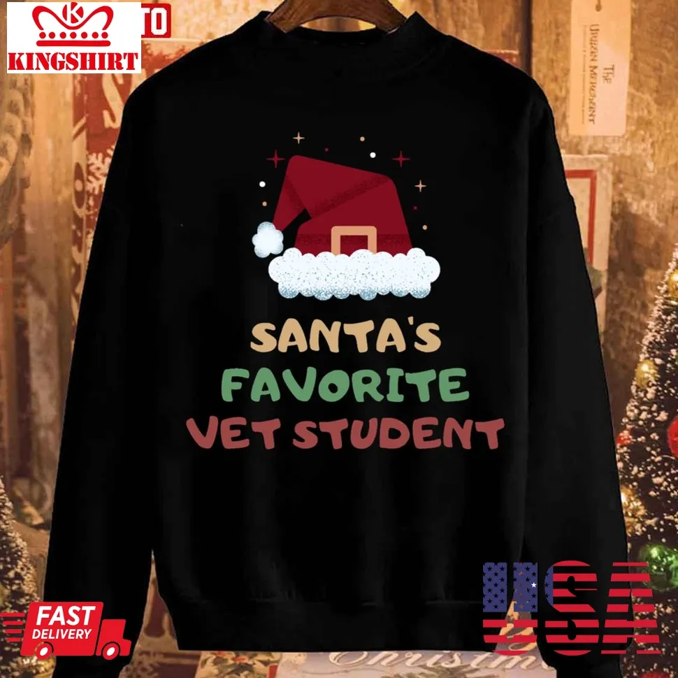 Santas Favorite Vet Student Cool Retro Style Christmas Sweatshirt Size up S to 4XL