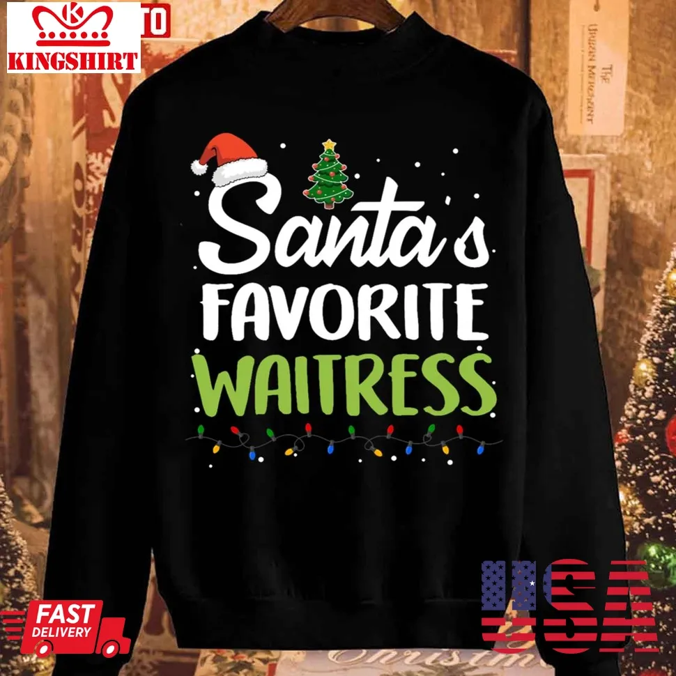 Santas Favorite Waitress Vintage Sweatshirt Size up S to 4XL