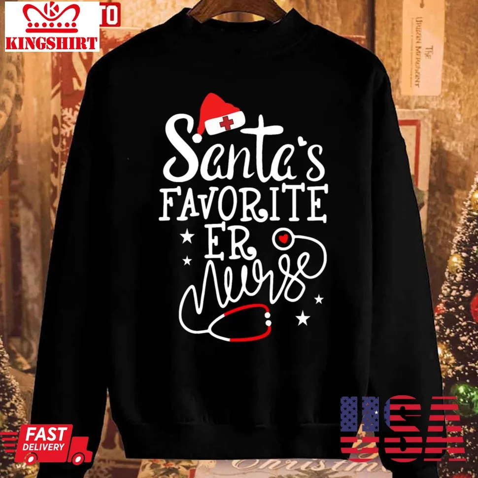 Santa's Favourite Er Nurse Vintage Sweatshirt Size up S to 4XL