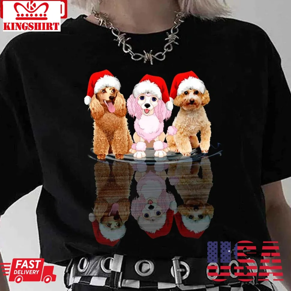 Shadow Poodle Dog Christmas Hirt Cute Poodle Unisex T Shirt Size up S to 4XL