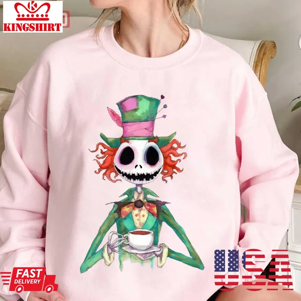 Skeleton Hatter Jack Parody Mad Hatter Unisex Sweatshirt Size up S to 4XL