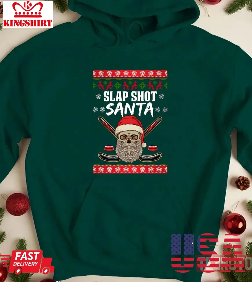 Slap Shot Santa Hockey Christmas Unisex Sweatshirt Plus Size