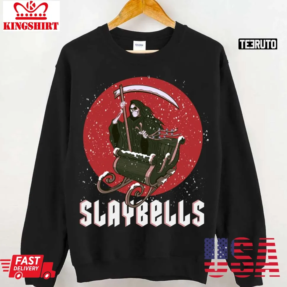 Slaybells Grim Reaper Christmas Holiday Vintage Sweatshirt Unisex Tshirt