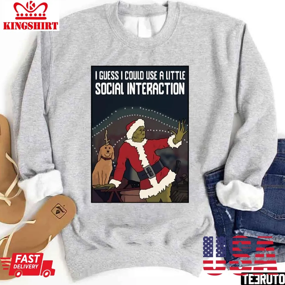 Social Interaction Grinch Christmas Unisex Sweatshirt Plus Size