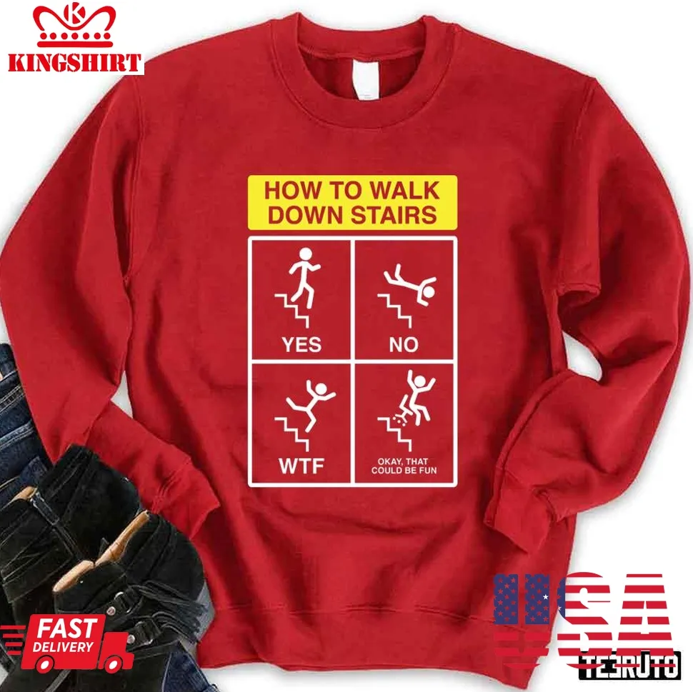 Stair Safety Christmas Unisex Sweatshirt Size up S to 4XL