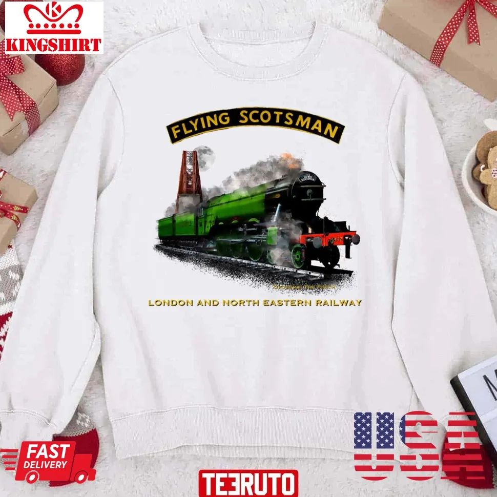 Steam Train The Flying Scotsman Crossing The Forth Motormaniac Unisex Sweatshirt Size up S to 4XL