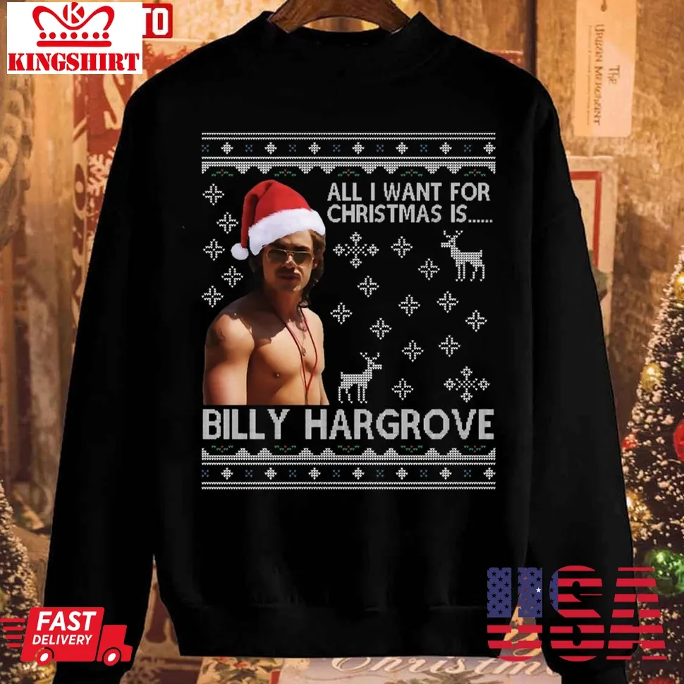 Stranger Things Billy Hargrove Christmas Wish Unisex Sweatshirt Size up S to 4XL
