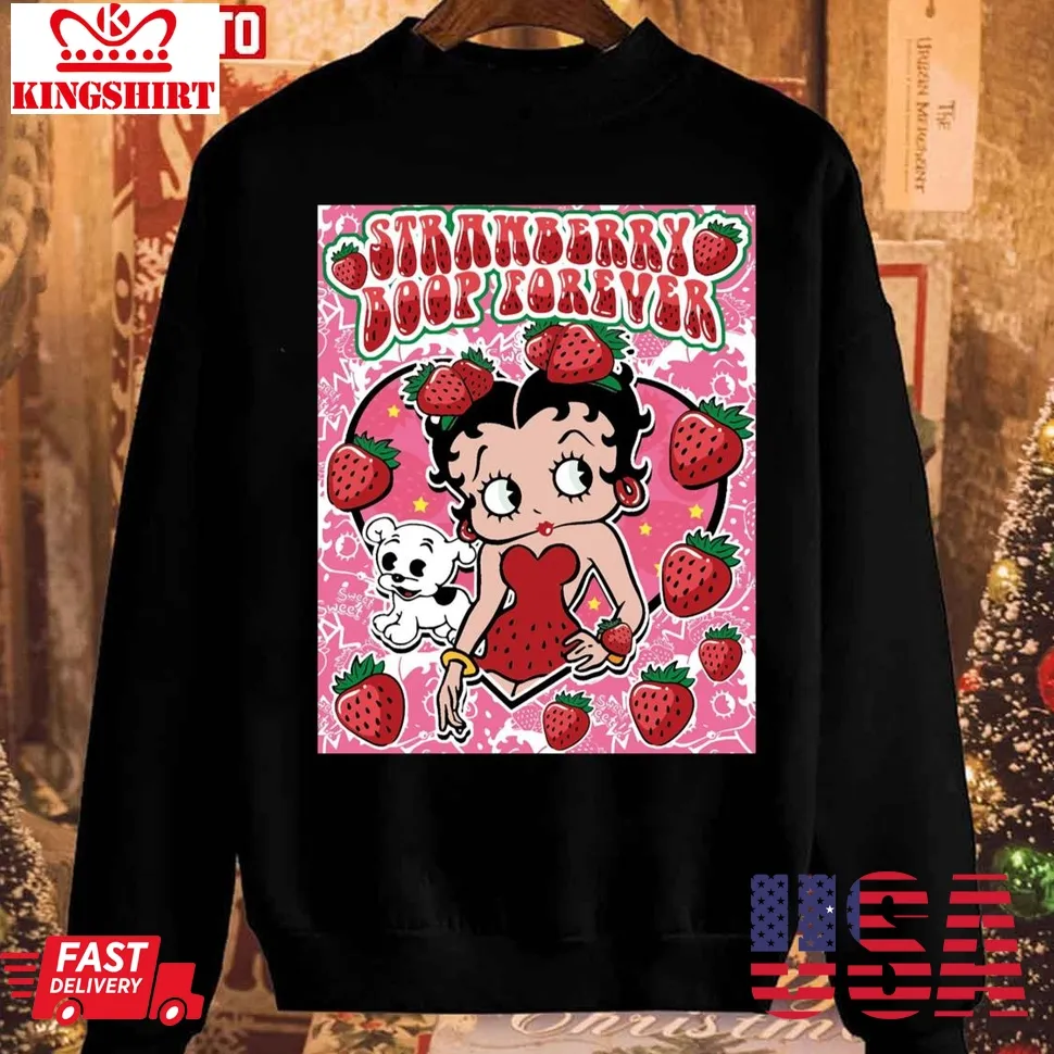 Strawberry Betty Boop Betty Christmas Sweatshirt Size up S to 4XL