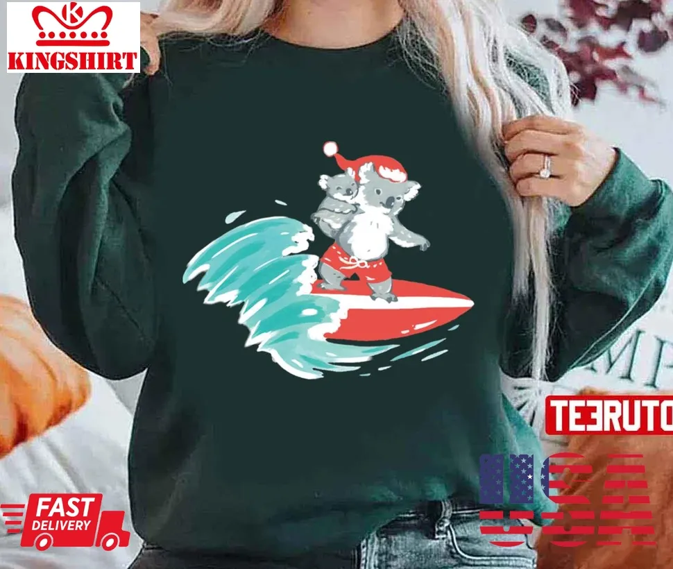 Surfing Christmas Koala Unisex Sweatshirt Plus Size