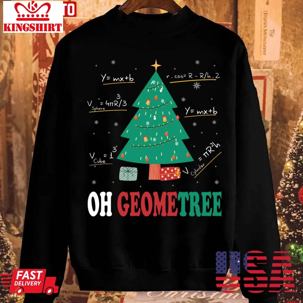 Teacher Math Christmas Geometree Unisex Sweatshirt Size up S to 4XL
