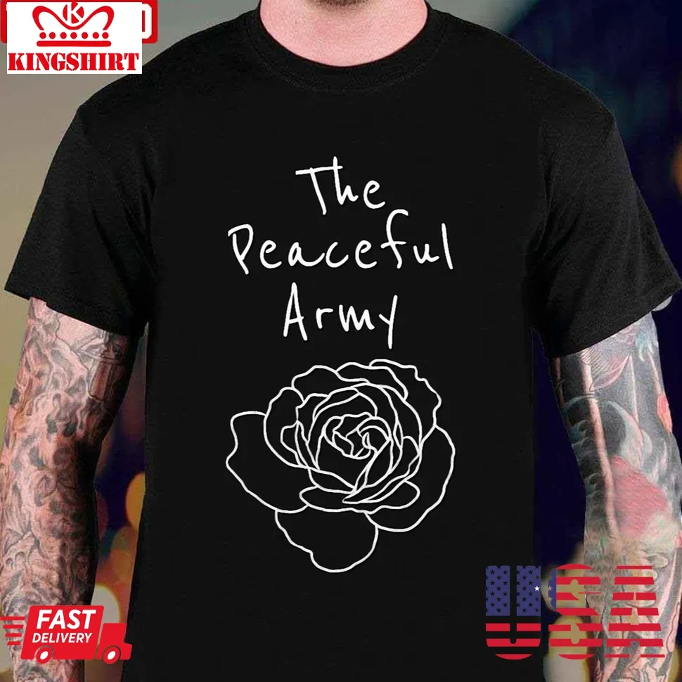 The Peaceful Army White Unisex T Shirt Plus Size