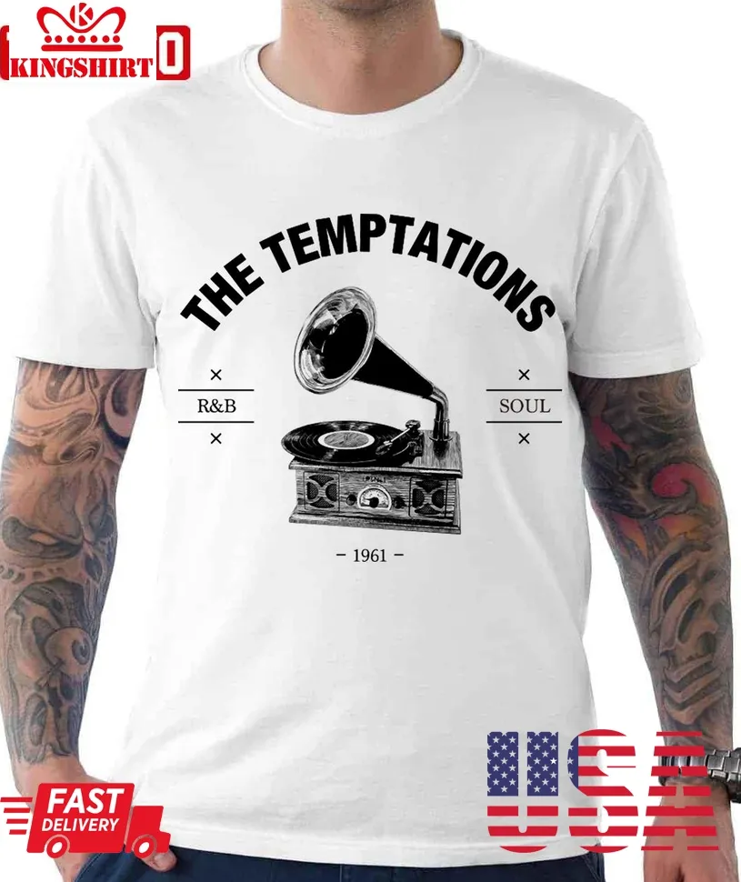 The Temptations Retro Record Player Logo Unisex T Shirt Size up S to 4XL