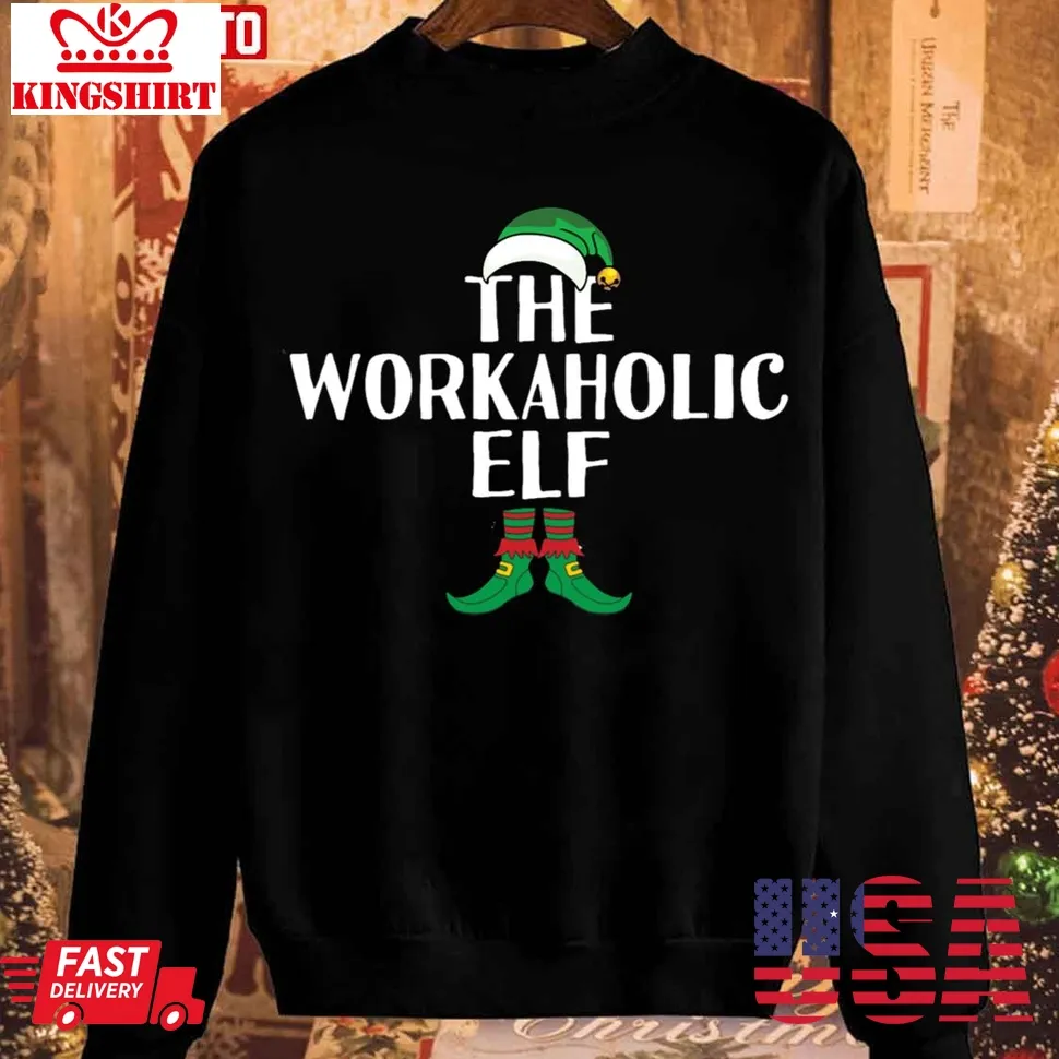 The Workaholic Elf Cute Christmas Elf For Christmas Vintage Sweatshirt Plus Size