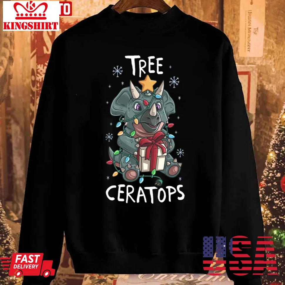 Tree Ceratops Cute Triceratops Dinosaur Christmas Sweatshirt Plus Size