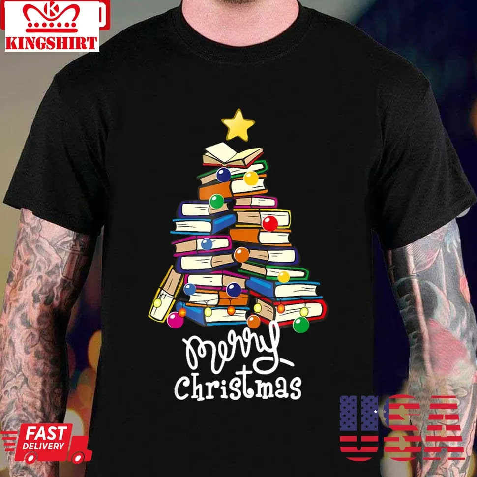 Tree Love Reading Merry Christmas Unisex T Shirt Plus Size