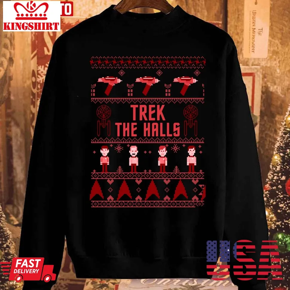 Trek The Halls Logo Christmas Star Trek Sweatshirt Size up S to 4XL