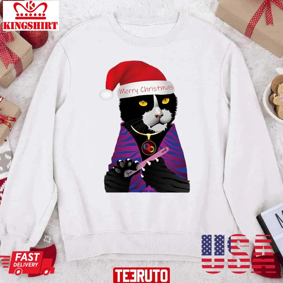 Tuxedo Cat The Carefree 204 Christmas Unisex Sweatshirt Size up S to 4XL