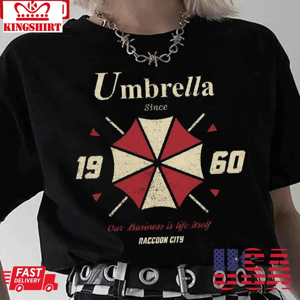 Umbrella Red White Resident Evil Unisex T Shirt Size up S to 4XL