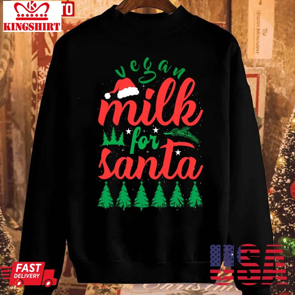 Vegan Milk For Santa Vintage Sweatshirt Unisex Tshirt
