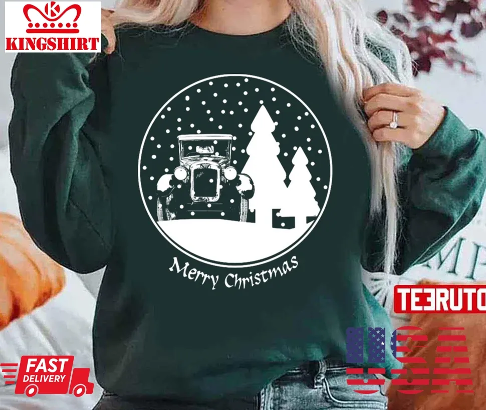 Vintage Austin Seven Car Christmas Snow Globe Unisex Sweatshirt Size up S to 4XL