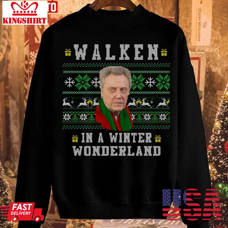 Walken In A Winter Wonderland Christmas Unisex Sweatshirt Size up S to 4XL