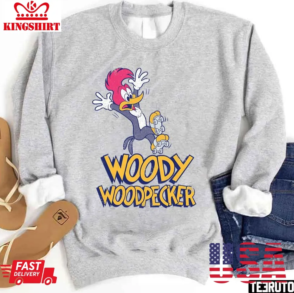 Woody Woodpecker Falling Roller Skating 2023 Sweatshirt Size up S to 4XL