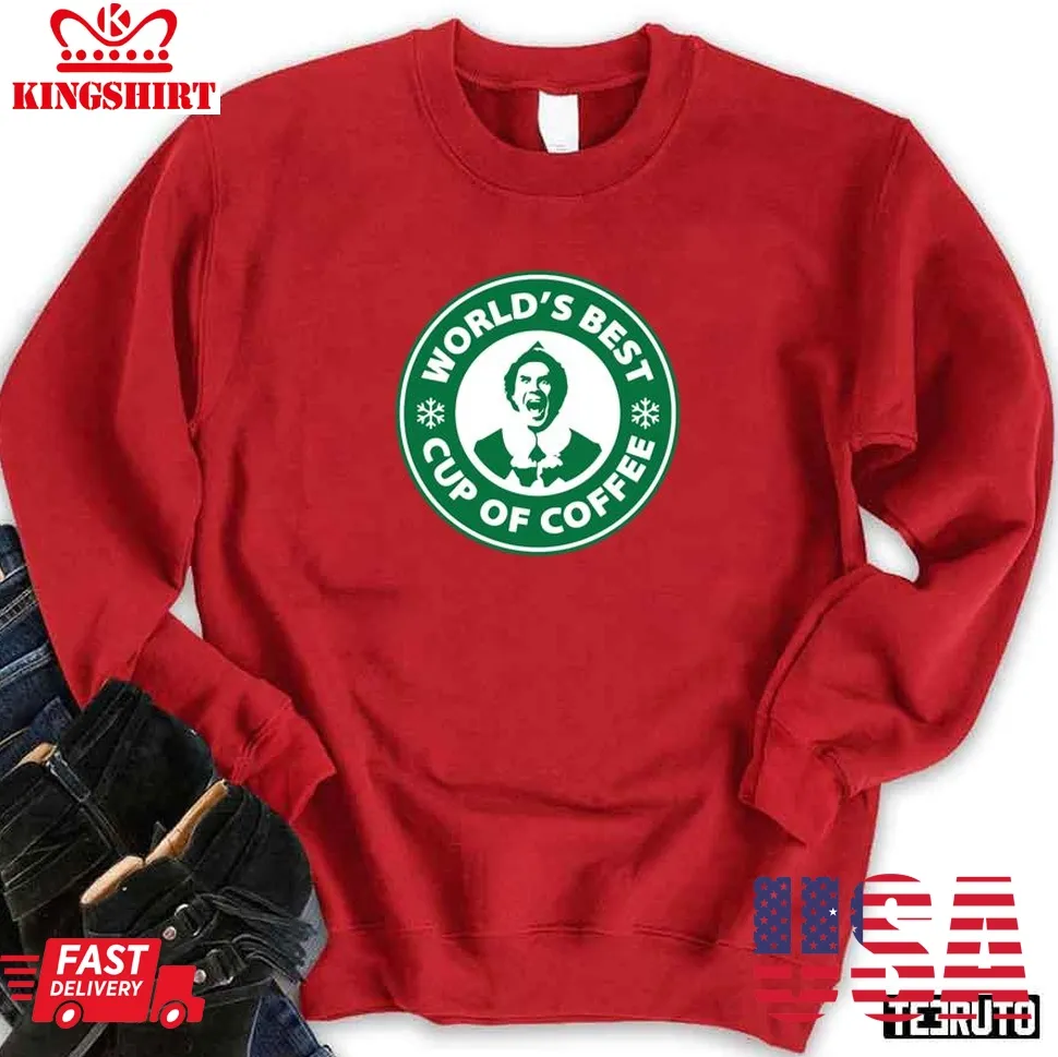 Worlds Best Cup Of Coffee Christmas Elf Unisex Sweatshirt Plus Size