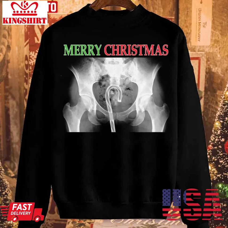 X Ray Merry Christmas Candy Cane Unisex Sweatshirt Unisex Tshirt