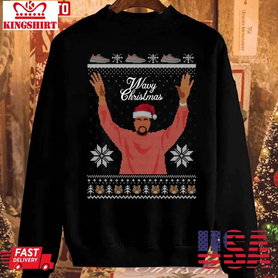 Ye Hip Hop Rap Bear Christmas Wavy Christmas Sweatshirt Size up S to 4XL