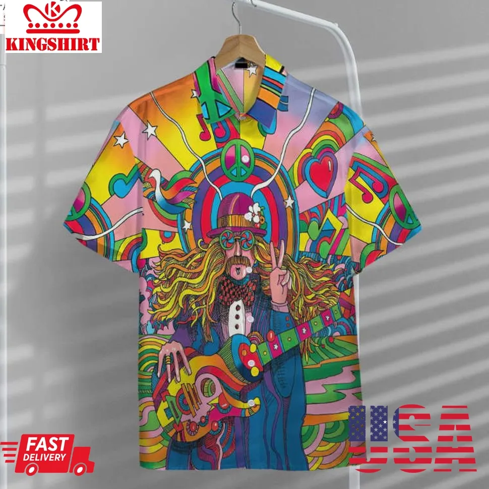 3D Hippie Psychedelic Hawaiian Custom Short Sleeve Shirts Plus Size